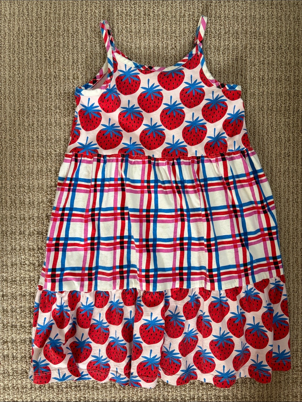 Hanna Andersson Red & Blue Strawberry Tiered Sundress